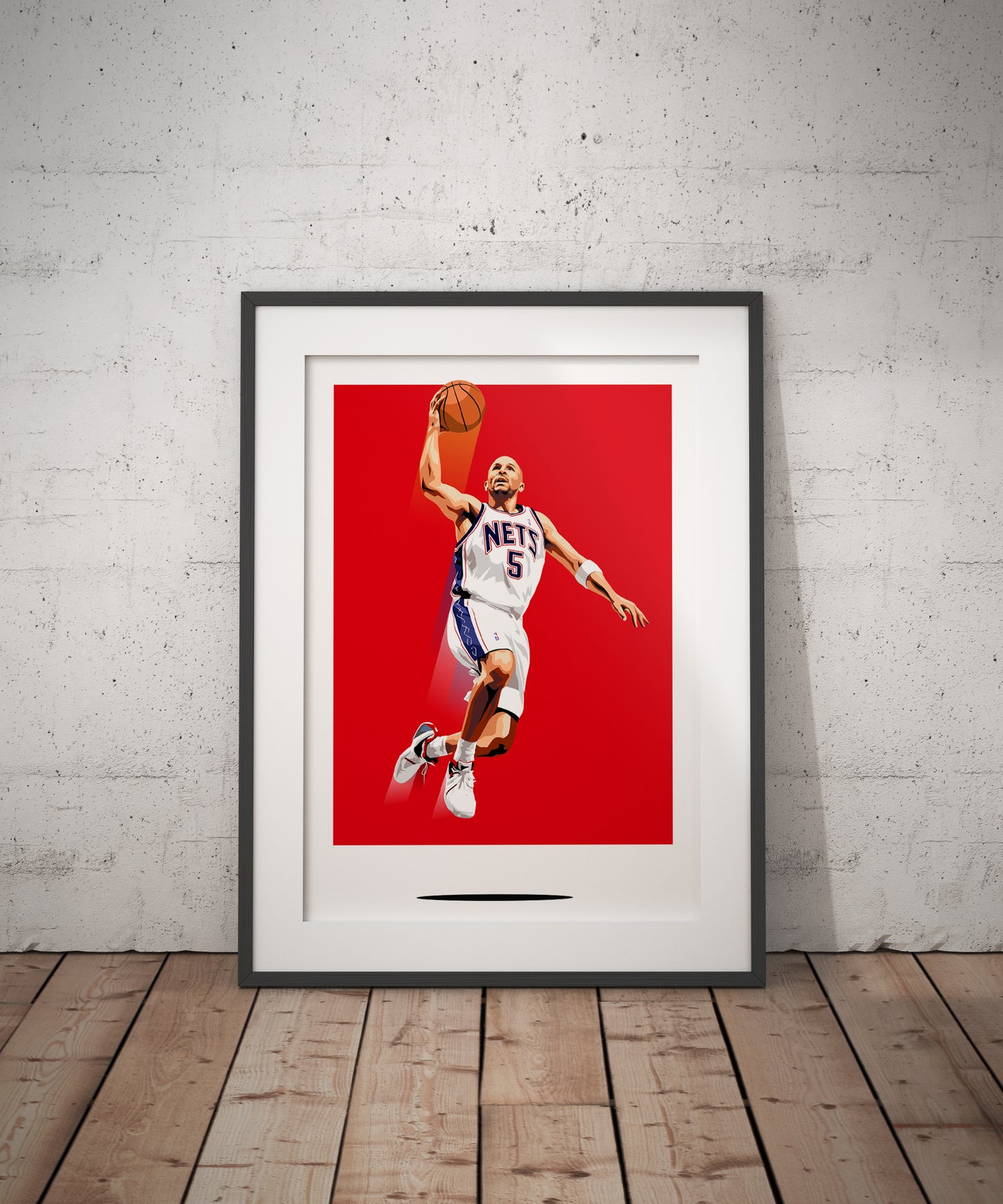 Jason Kidd New Jersey Nets Dbl.Drbbl A3 Graphic Print