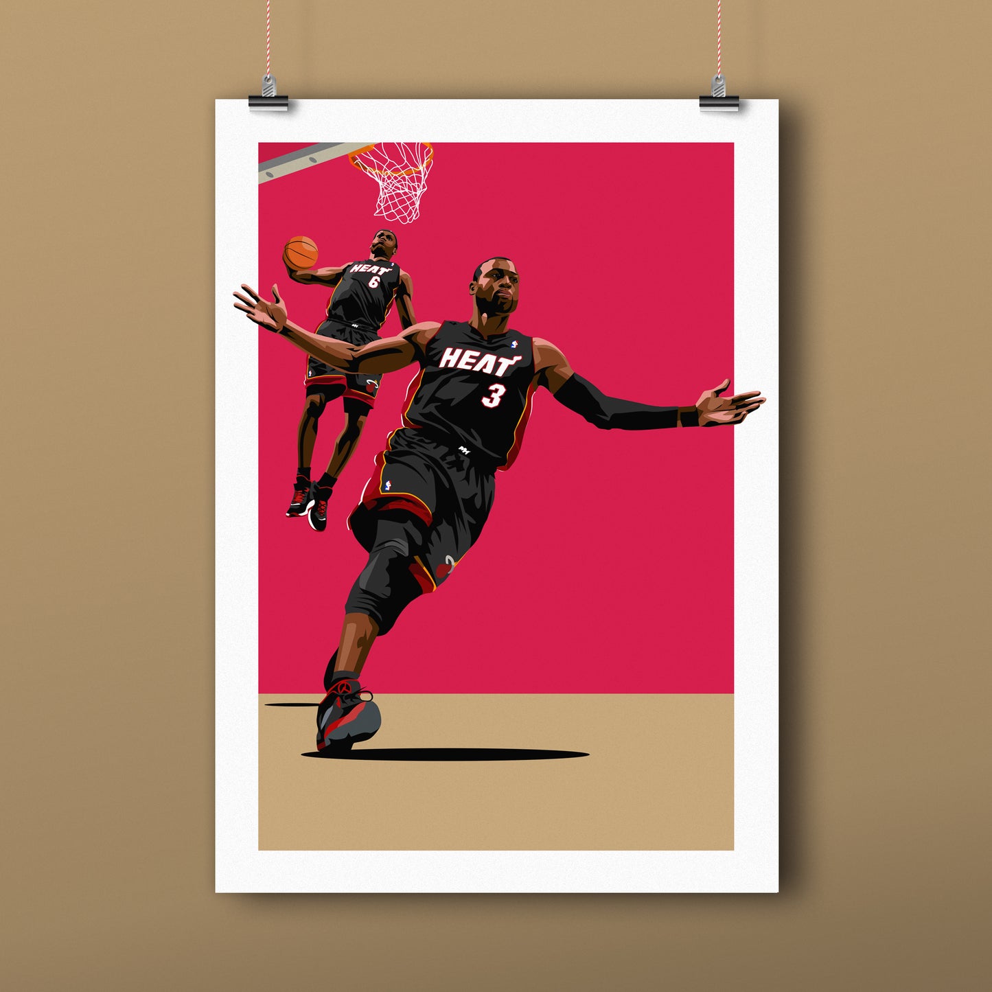 Miami Heat On Floor Dbl.Drbbl A3 Graphic Print