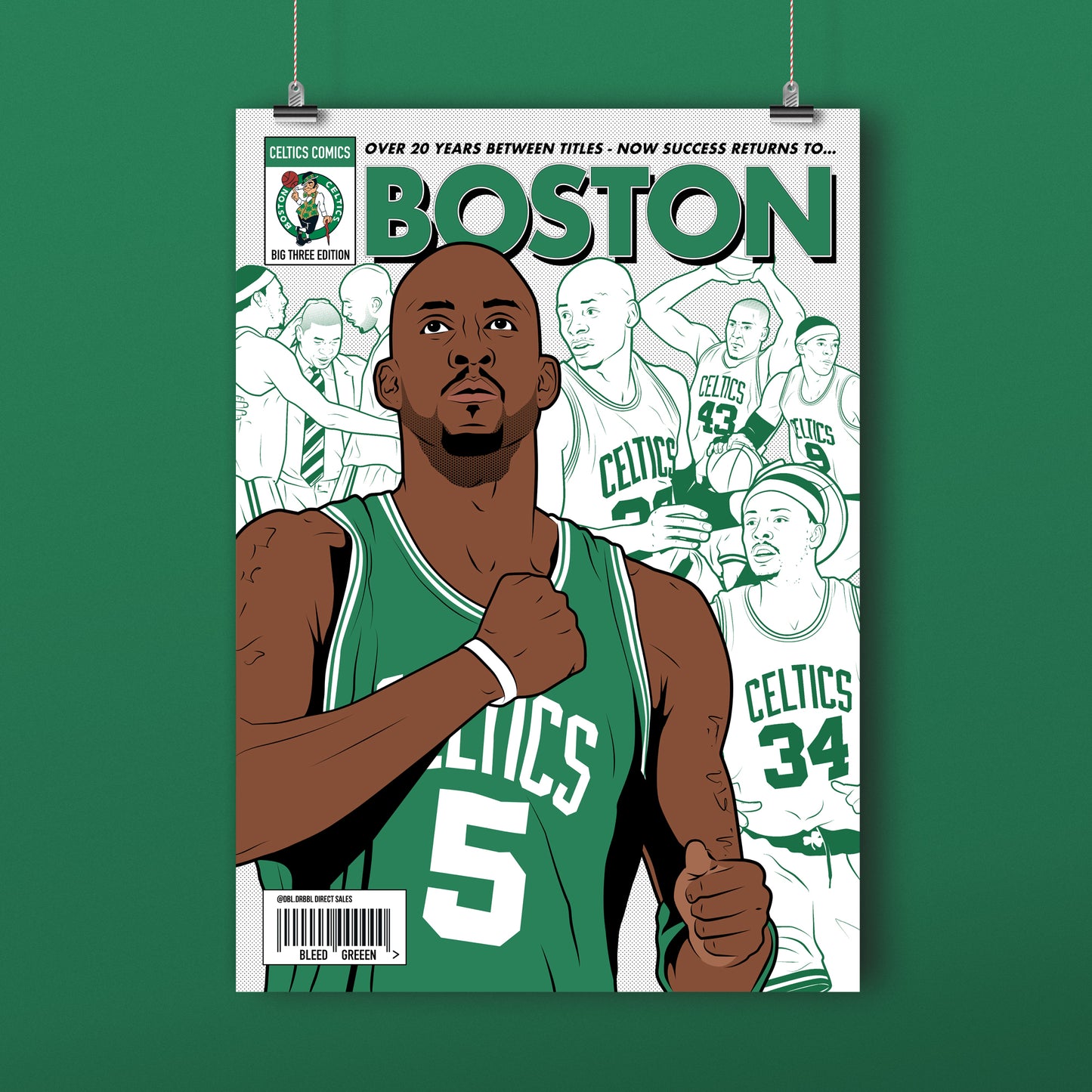 dbl.drbbl Boston Celtics Comic A3 Poster