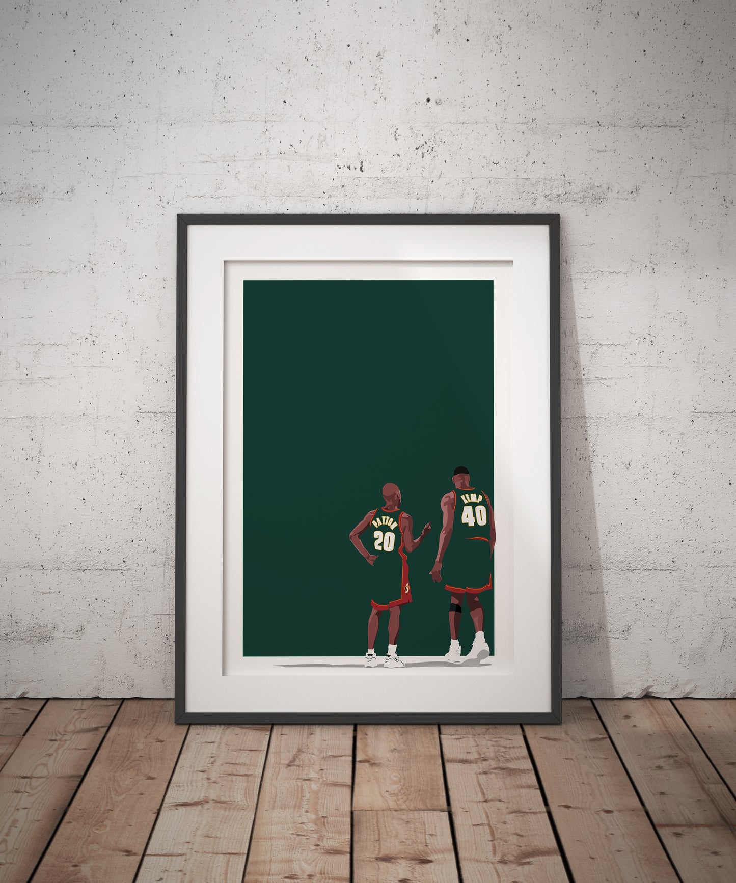 Seattle SuperSonics Duo dbl.drbbl A3 Graphic Print