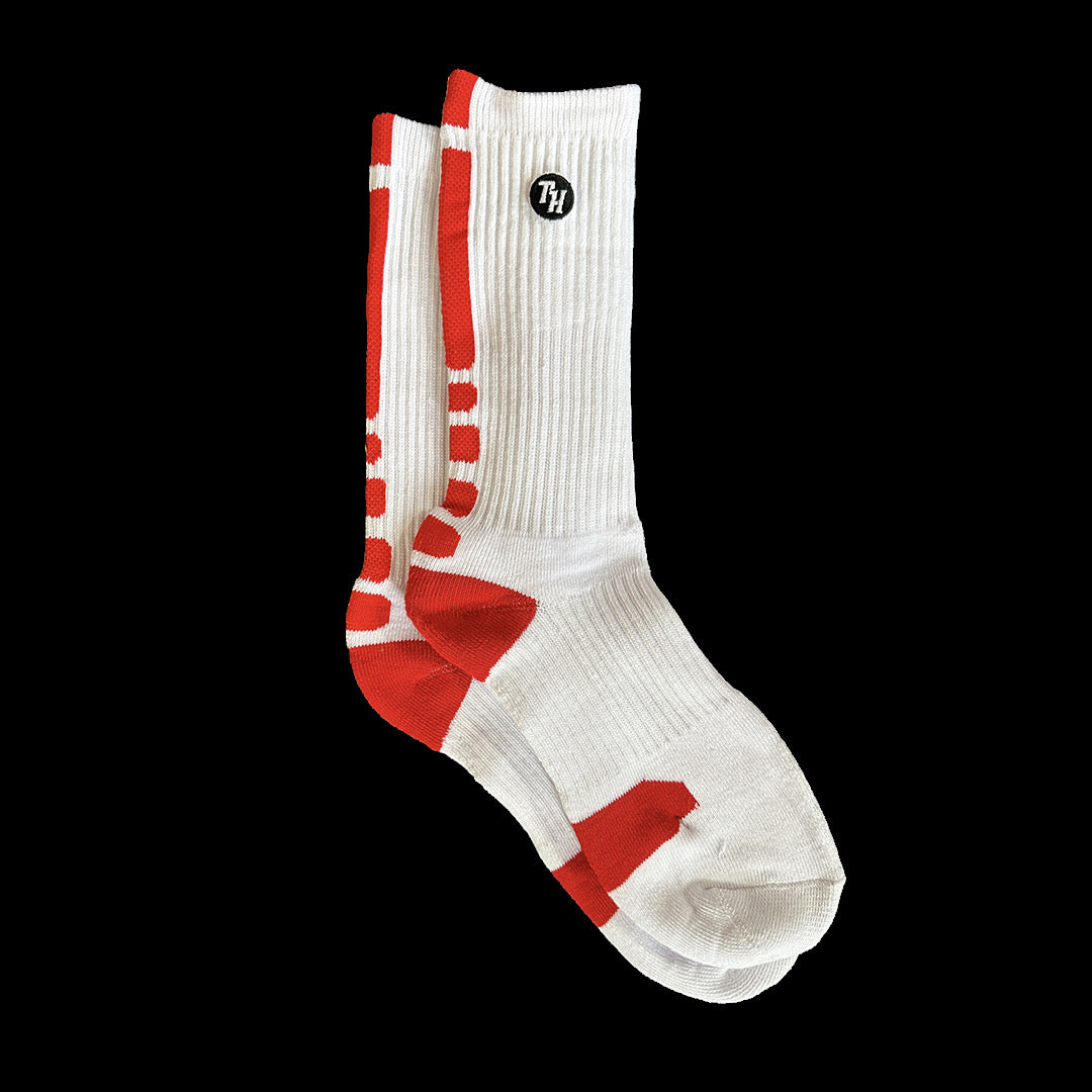 Thinking Hoops Game Day Socks White/Red
