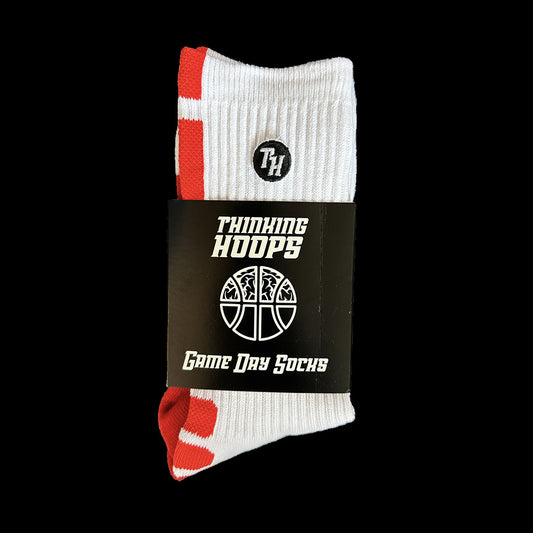 Thinking Hoops Game Day Socks White/Red
