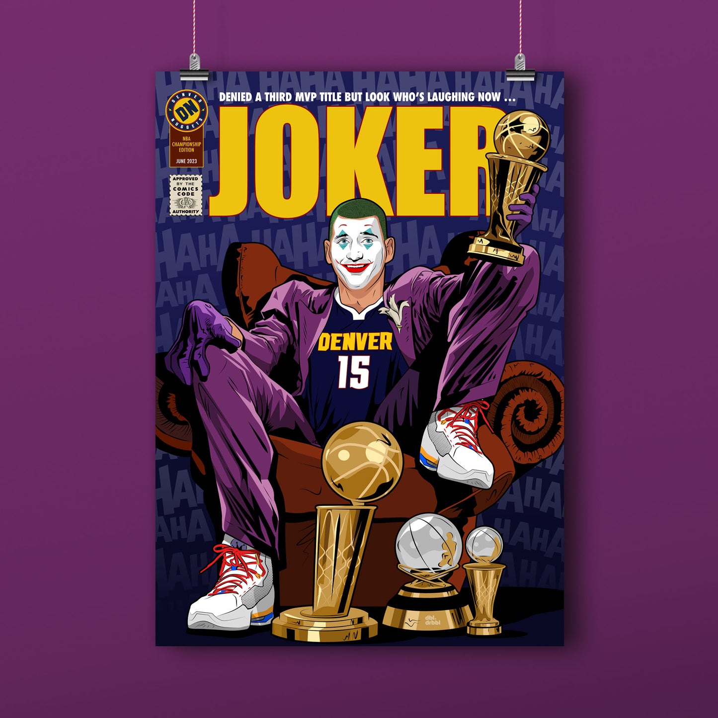 Nikola Jokic “The Joker” Dbl.Drbbl A3 Graphic Print