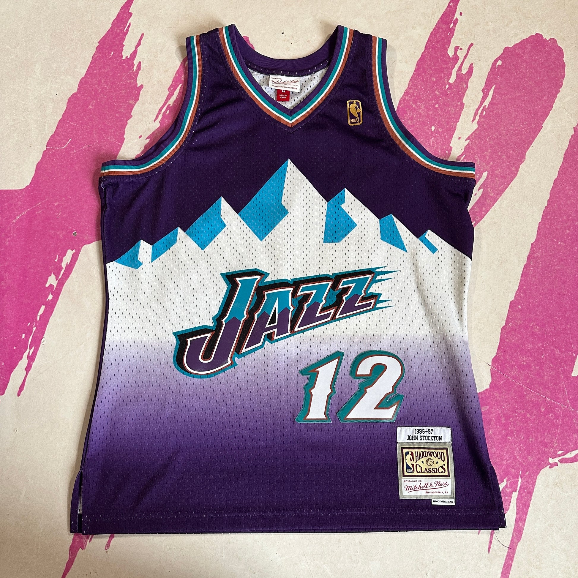 Utah Jazz John Stockton Mitchell Ness 1996-97 Hardwood Classic Purple NBA  Jersey