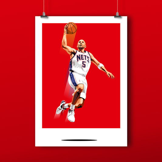 Jason Kidd New Jersey Nets Dbl.Drbbl A3 Graphic Print