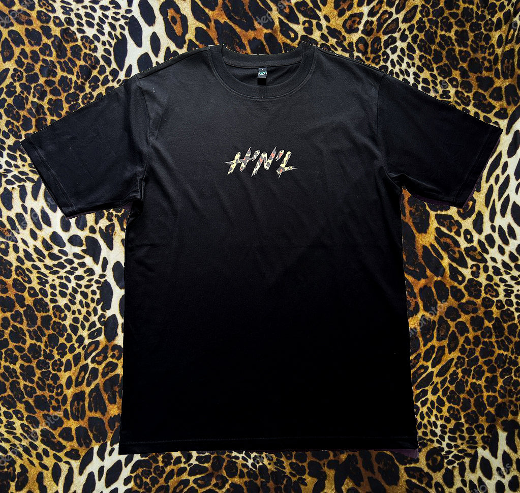 H’n’L Heavy Oversized Leopard Logo Tee Black