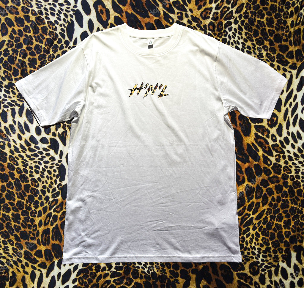 H’n’L Heavy Oversized Leopard Logo Tee White