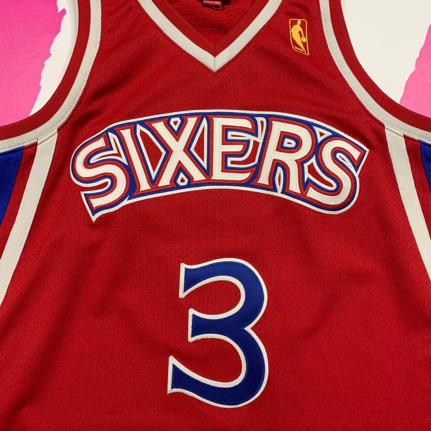 100% Authentic Allen Iverson Rookie Mitchell Ness 96 97 Sixers Jersey Size  44 L
